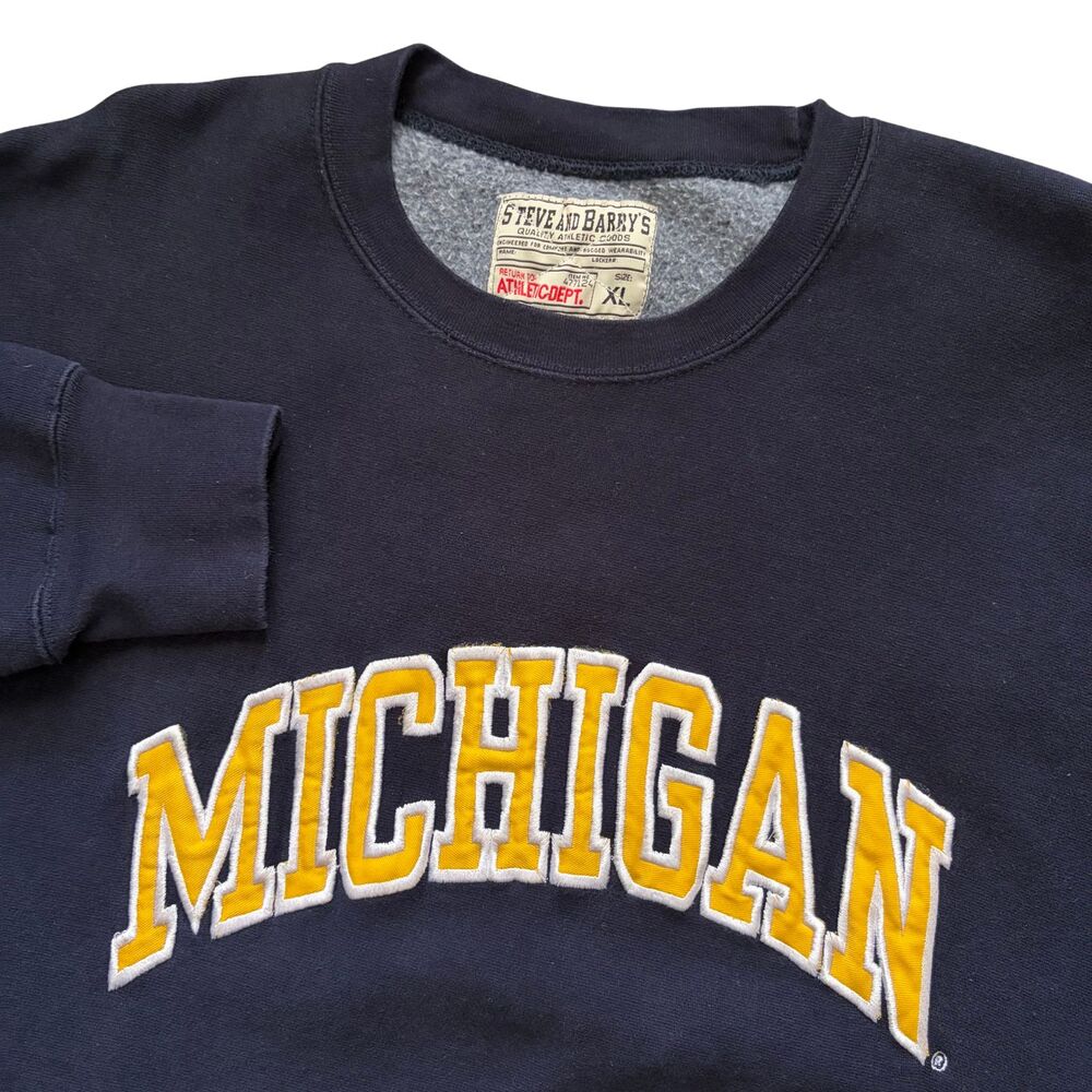 Vintage Michigan Wolverines Sweatshirt Mens XL Blue Long Sleeve Crewneck NCAA